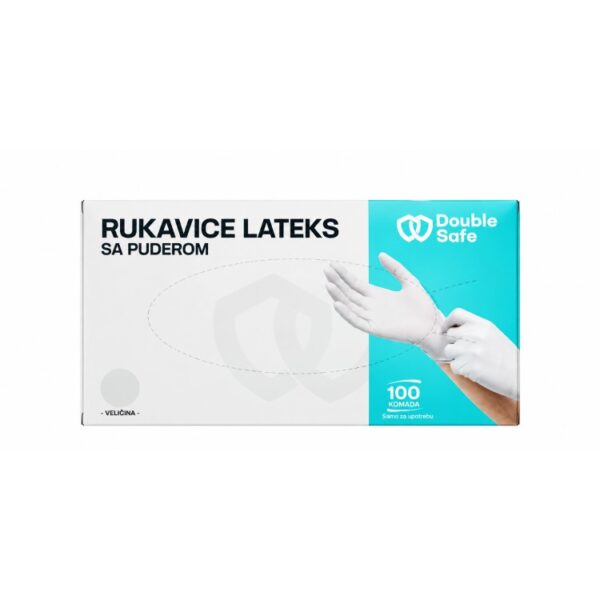 Rukavice Lateks Sa Puderom Bijele Double Safe 100/1 1