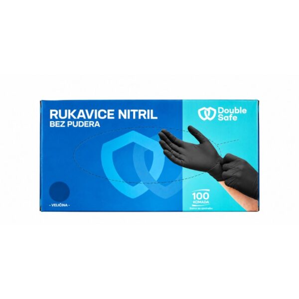 Rukavice Nitril Bez Pudera Crne Double Safe 100/1 2