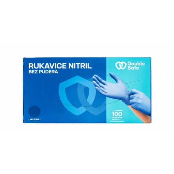 Rukavice Nitril Bez Pudera Plave Double Safe 100/1 1