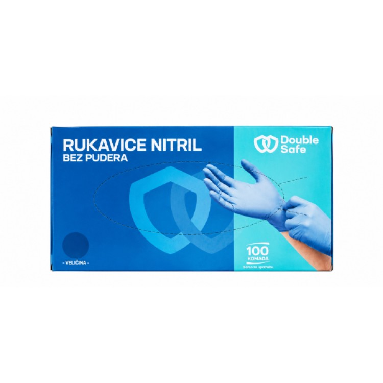 Rukavice Nitril Bez Pudera Plave Double Safe 100/1 1 Rukavice Nitril Bez Pudera Plave Double Safe 100/1 1